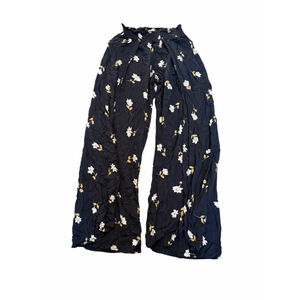Billabong Floral Wide Leg Pants Small Boho Black High Waisted Flowy Beach Pants